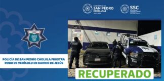Policía de San Pedro Cholula frustra robo de vehiculo en barrio de Jesús